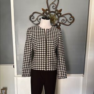 Talbots Black and White Houndstooth Blazer